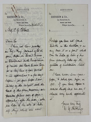 1415121 W.M. HUTCHINGS | SIGNED LETTER TO FREDERICK GARDNER COTTRELL. W. M Hutchings, Frederick...