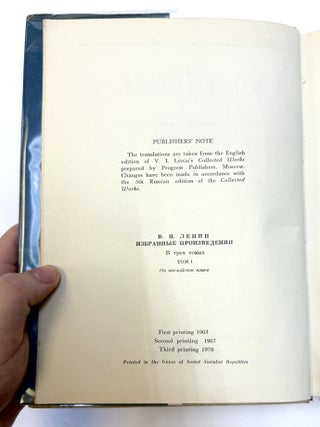 V. I. LENIN: SELECTED WORKS IN THREE VOLUMES [Three Volumes]