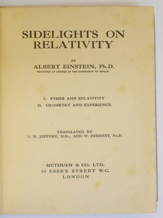 SIDELIGHTS ON RELATIVITY
