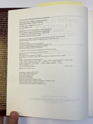 SYRIAN JEWRY IN TRANSITION 1840-1880