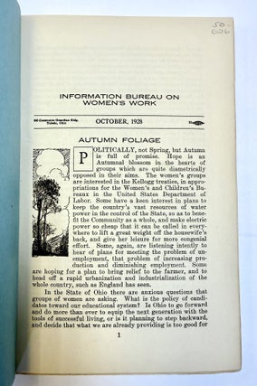 INFORMATION BUREAU ON WOMEN'S WORK: OCTOBER, 1928 - APRIL, 1934