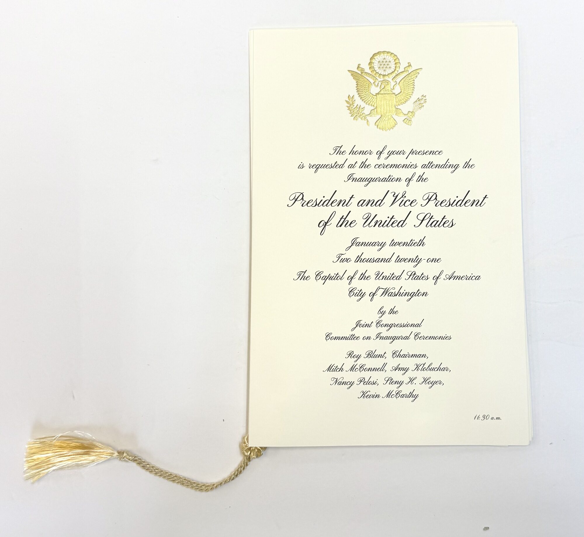 1415568 INVITATION TO THE INAUGURATION OF PRESIDENT BIDEN AND VICE PRESIDENT HARRIS