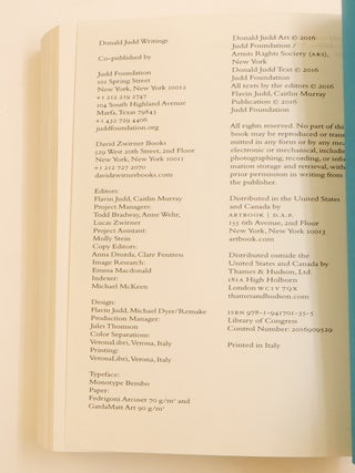 DONALD JUDD WRITINGS