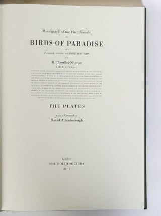 MONOGRAPH OF THE PARADISEIDAE OR BIRDS OF PARADISE AND PTILONORHYNCHIDAE OR BOWER BIRDS [Two volumes]