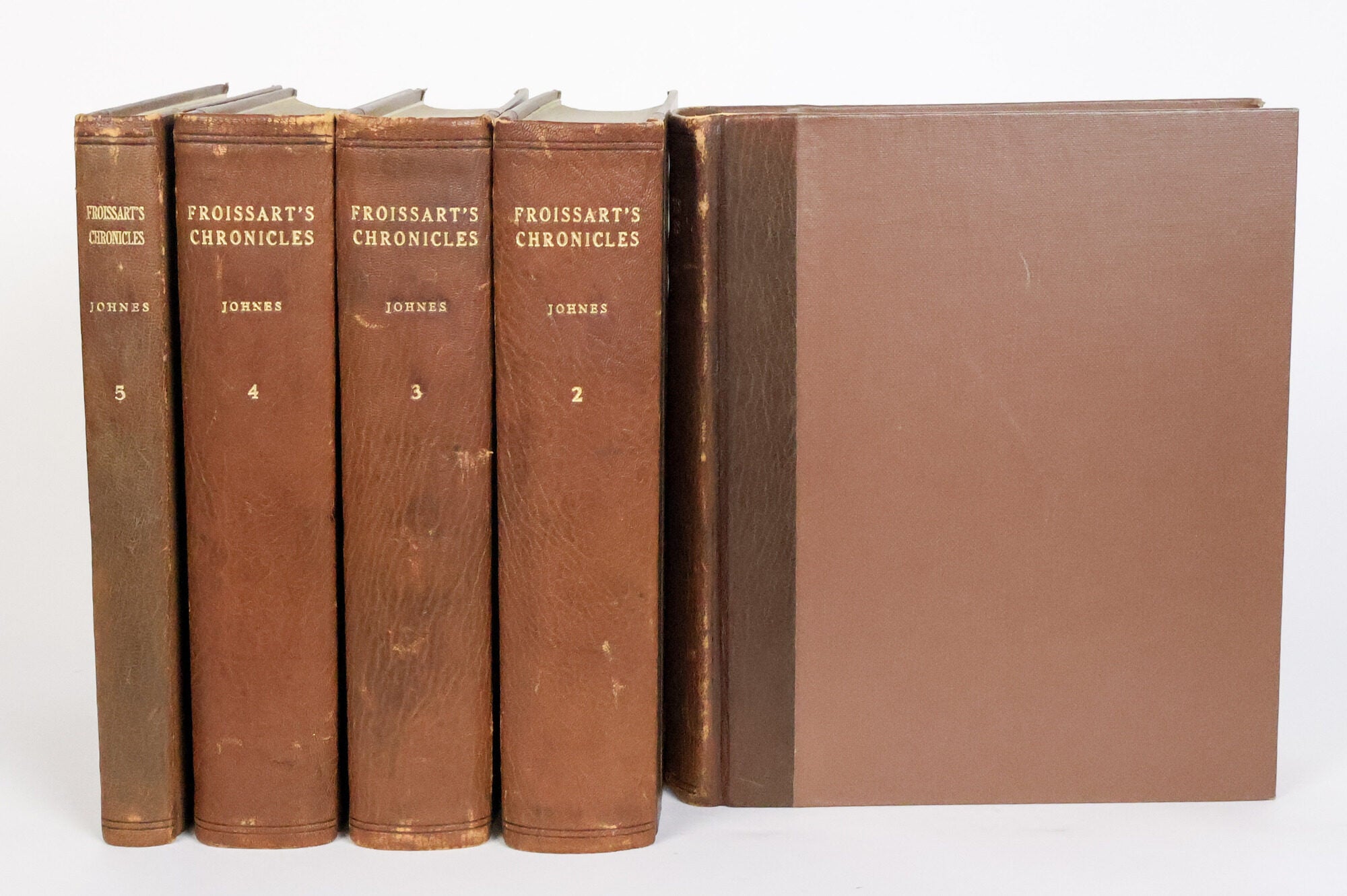 1416889 SIR JOHN FROISSART'S CHRONICLES OF ENGLAND, FRANCE AND THE ADJOINING COUNTRIES, FROM THE LATTER PART OF THE REIGN OF EDWARD II. TO THE CORONATION OF HENRY IV. [with] MEMOIRS OF THE LIFE OF JOHN FROISSART [Five Volumes]. Jean Froissart, Thomas Johnes.