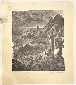 WOOD ETCHING ON PAPER "THE END OF THE VOYAGE" NO. 41/50 (signed)