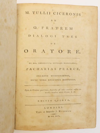 M. TULLII CICERONIS AD Q. FRATREM DIALOGI TRES DE ORATORE
