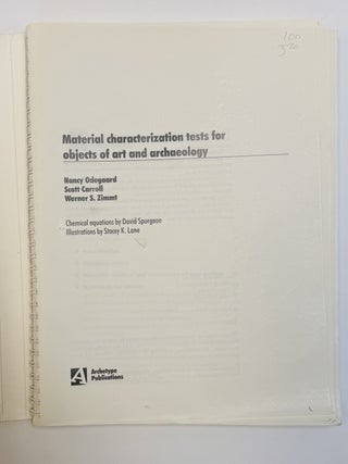 MATERIAL CHARACTERIZATION TESTS FOR OBJECTS OF ART AND ARCHAEOLOGY