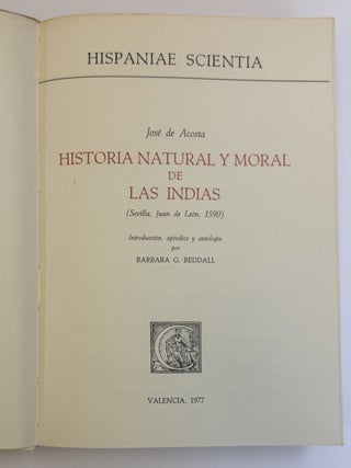 HISTORIA NATURAL Y MORAL DE LAS INDIAS