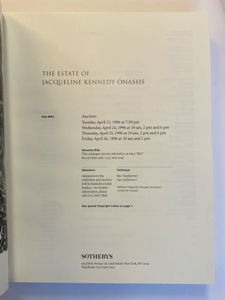 THE ESTATE OF JACQUELINE KENNEDY ONASSIS: APRIL 23-26, 1996