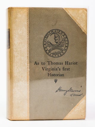 1417918 THOMAS HARIOT: THE MATHEMATICIAN, THE PHILOSOPHER AND THE SCHOLAR. Henry Stevens