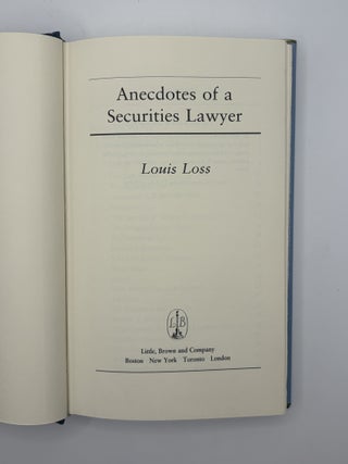 ANECDOTES OF A SECURITIES LAWYER [Signed]