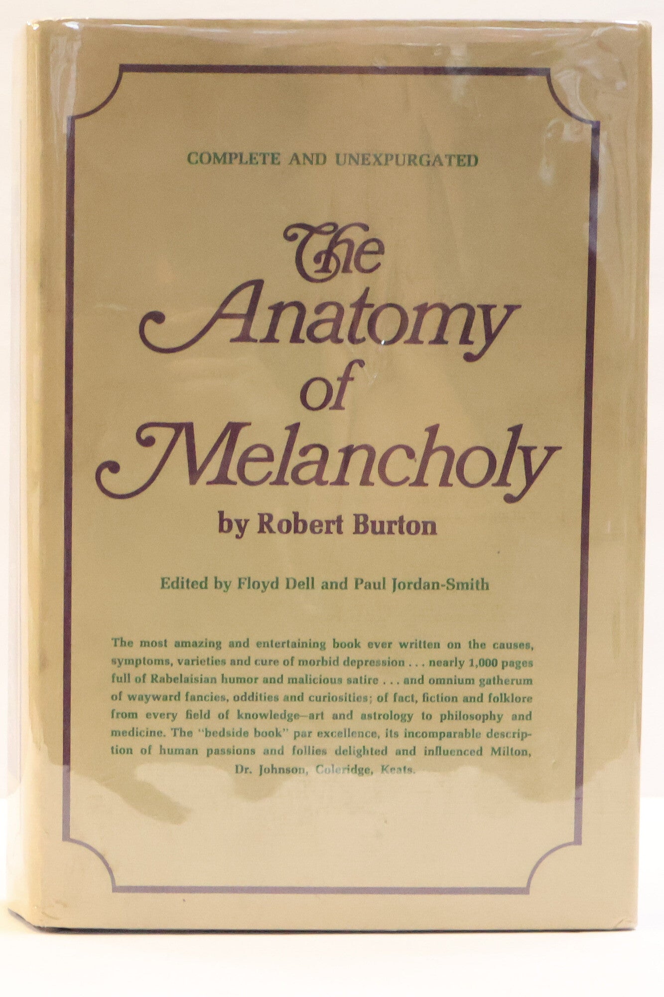1418285 THE ANATOMY OF MELANCHOLY. Robert Burton, Floyd Dell, Paul Jordan-Smith.