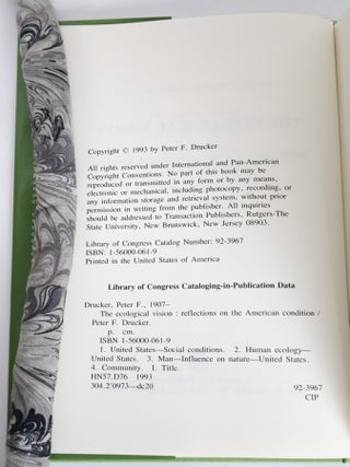 THE ECOLOGICAL VISION: REFLECTIONS ON THE AMERICAN CONDITION [Inscribed]