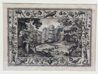 LOT OF THREE ETCHINGS FROM THE SERIES "LANDSCAPES WITH OLD AND NEW TESTAMENT SCENES AND HUNTING SCENES"