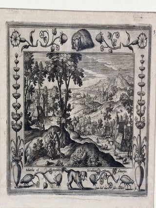 LOT OF THREE ETCHINGS FROM THE SERIES "LANDSCAPES WITH OLD AND NEW TESTAMENT SCENES AND HUNTING SCENES"