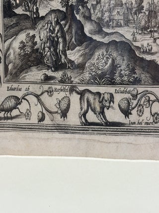 LOT OF THREE ETCHINGS FROM THE SERIES "LANDSCAPES WITH OLD AND NEW TESTAMENT SCENES AND HUNTING SCENES"